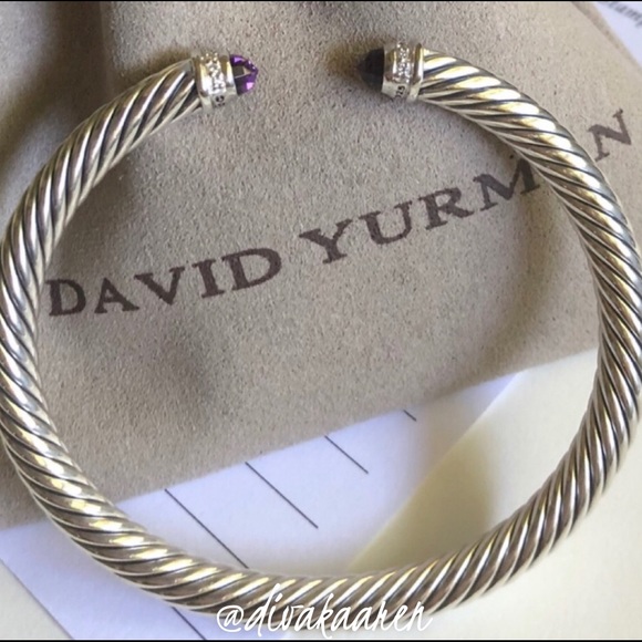 David Yurman Amethyst & Diamond Cable Bracelet - Picture 4 of 8